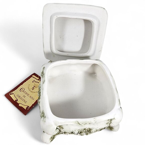 Casa Elite Capodimonte Porcelain Trinket Box Floral Top Vintage Italy Style - Picture 9 of 10